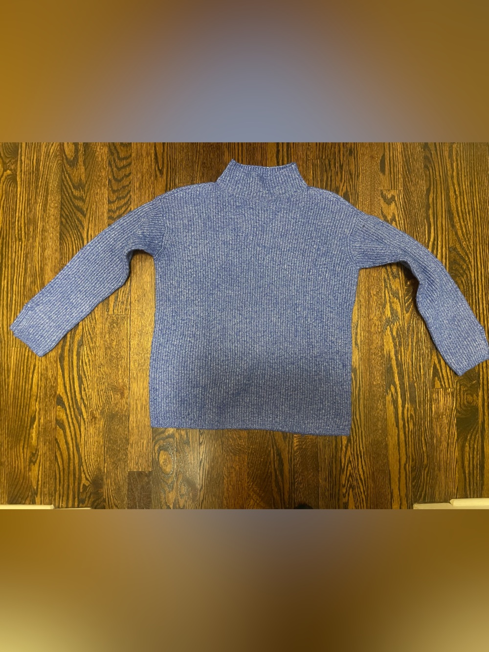 LOFT Heathered Blue Cowl Neck Ribbed Sweater